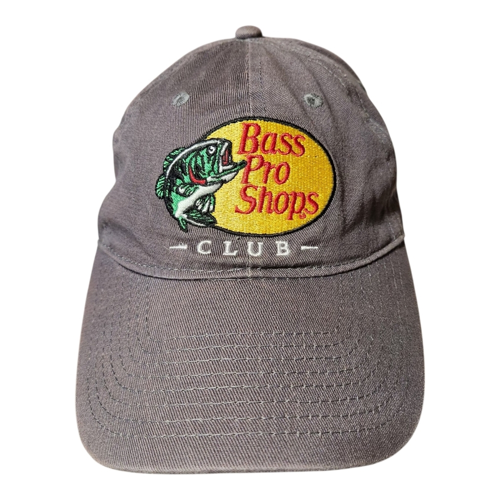 Bass Pro Shops Hat Cap Strap Back Gray One Size Club Fishing Fish Adjustable